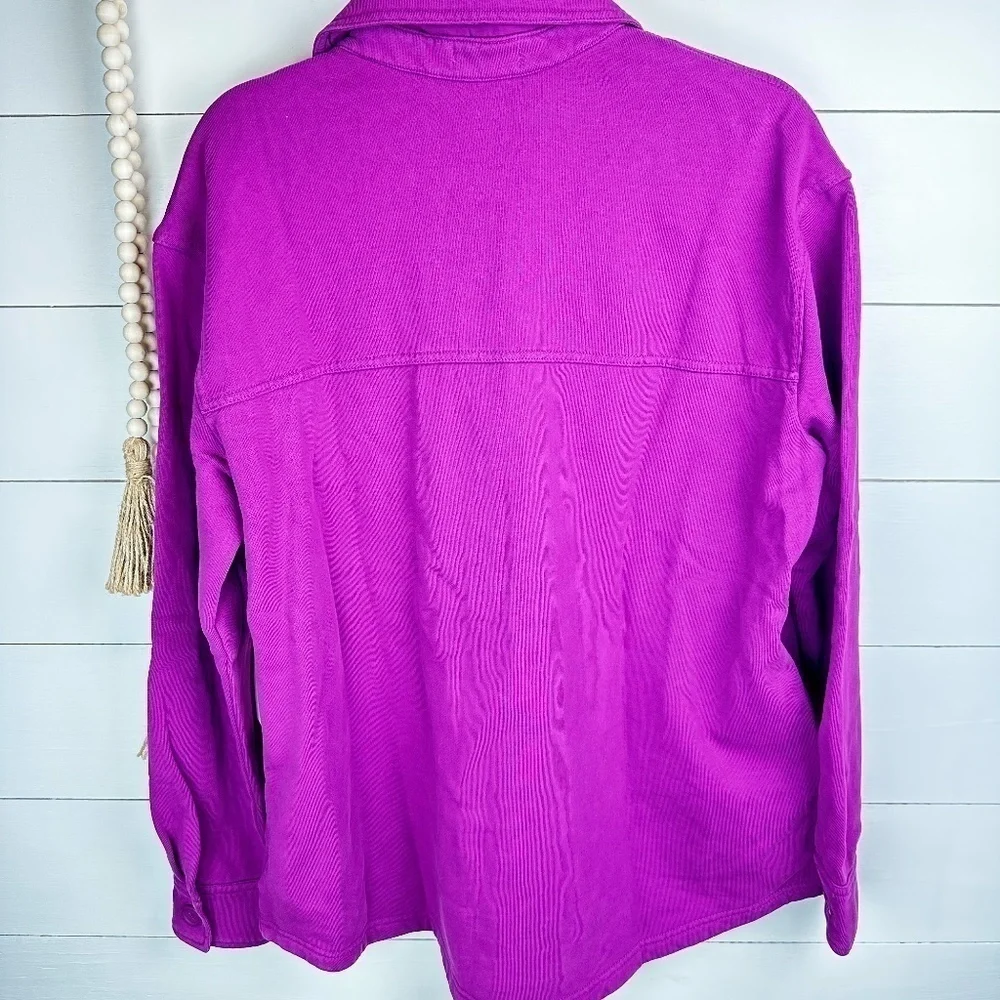 NWT Good American Fleece Shirt Jacket "pop thistle" Size 1/2 (S/M) - Picture 7 of 8